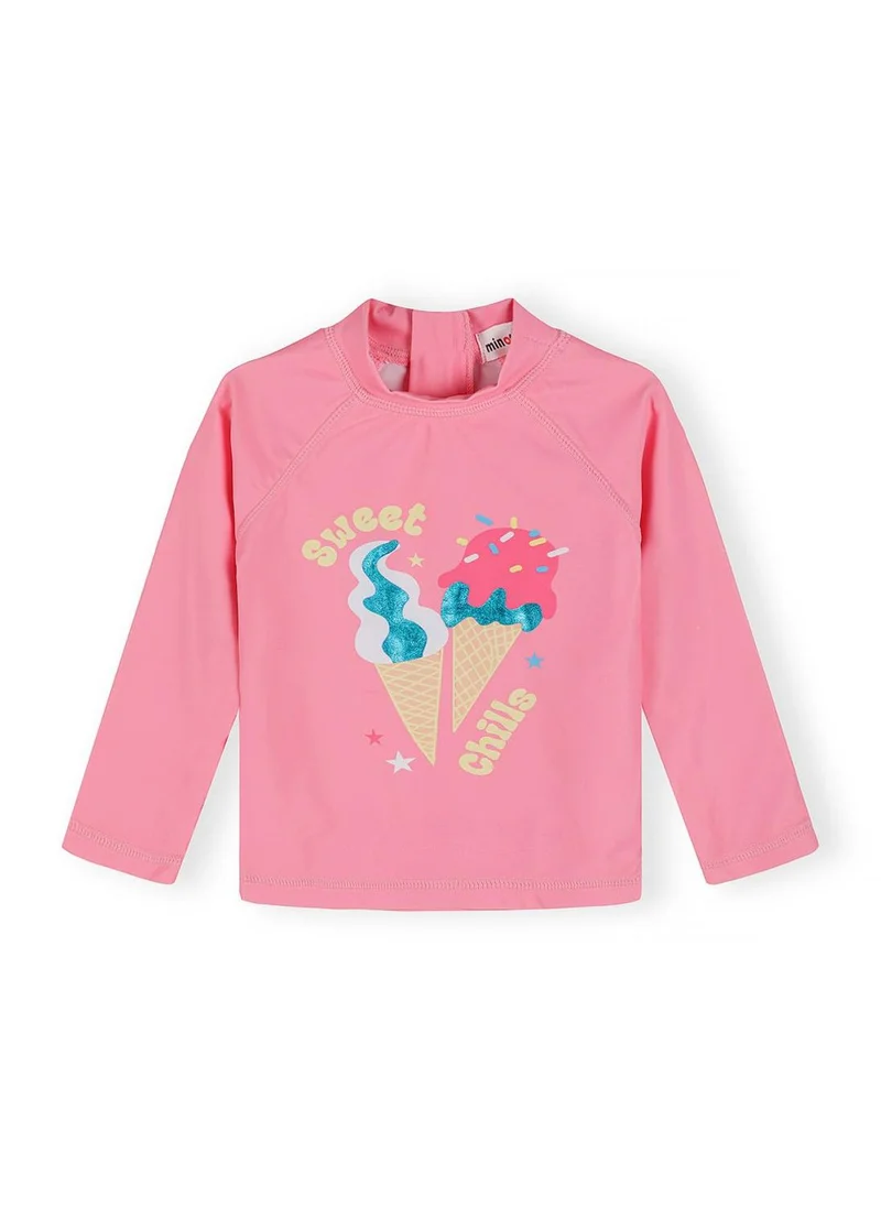 مينوتي Girls rash vest swim set pink and blue